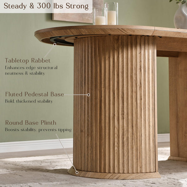 63-Inch Fluted Oval Dining Table for 4–6