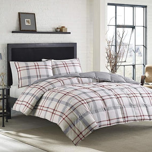 Plaid Cotton Duvet Cover Set with Shams