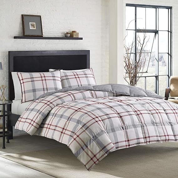 Plaid Cotton Duvet Cover Set with Shams