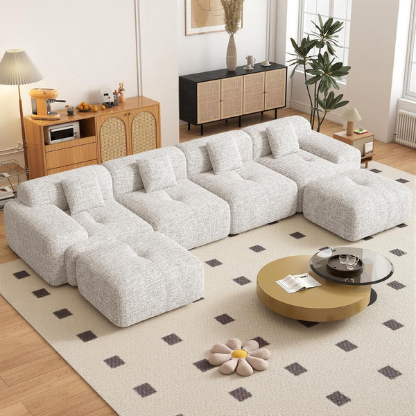 Modular Sectional Sofa L-Shaped Convertible Couch with Ottoman