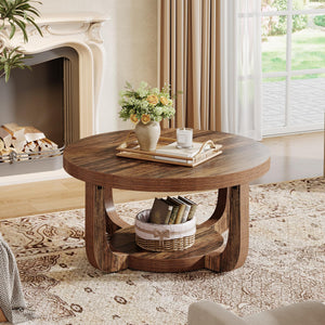 Round 2-Tier Coffee Table with Storage