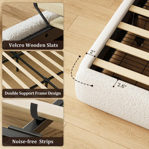 Upholstered Platform Bed Frame with Storage Drawers & LED Lights