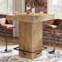 Square Counter Height Bar Table with Metal Footrest