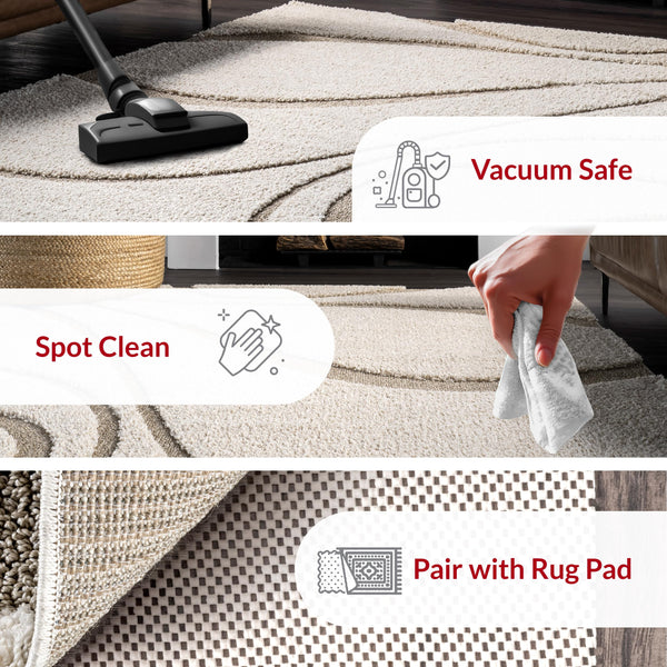 10x14 Modern Shag Area Rug – Abstract Polypropylene Indoor Rug