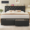 Metal Bed Frame with Storage Drawers & Charging Station