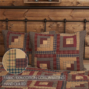 Rustic Log Cabin Patchwork Quilt Set – 3-Piece Cotton Bedding