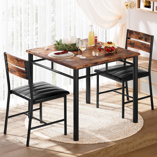 2-Person Dining Table Set with Upholstered Chairs