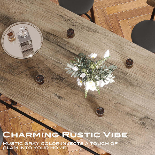 63-Inch Industrial Counter Height Bar Table with Metal Footrest