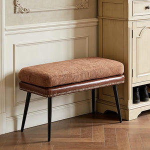 32" Retro Upholstered Entryway Bench with Removable Cushion
