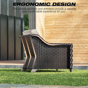 Outdoor Wicker Patio Chairs Set of 2 with Thick Cushions