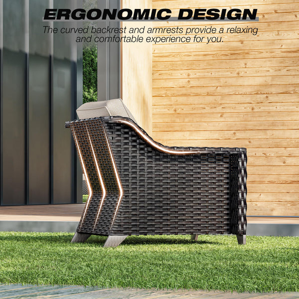Outdoor Wicker Patio Chairs Set of 2 with Thick Cushions
