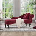 Mid-Century Velvet Chaise Lounge with Scrolled Backrest