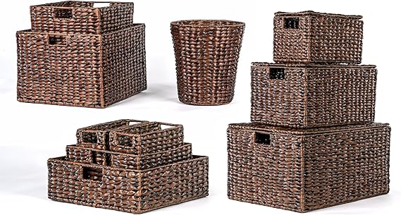 Woven Hyacinth Storage Basket Set of 10