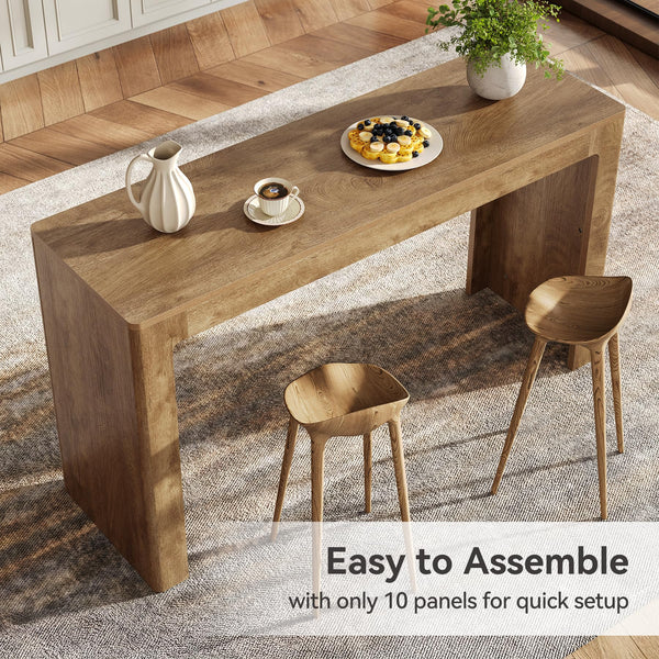 63" Rectangular Bar Table, Counter Height Pub Dining Table