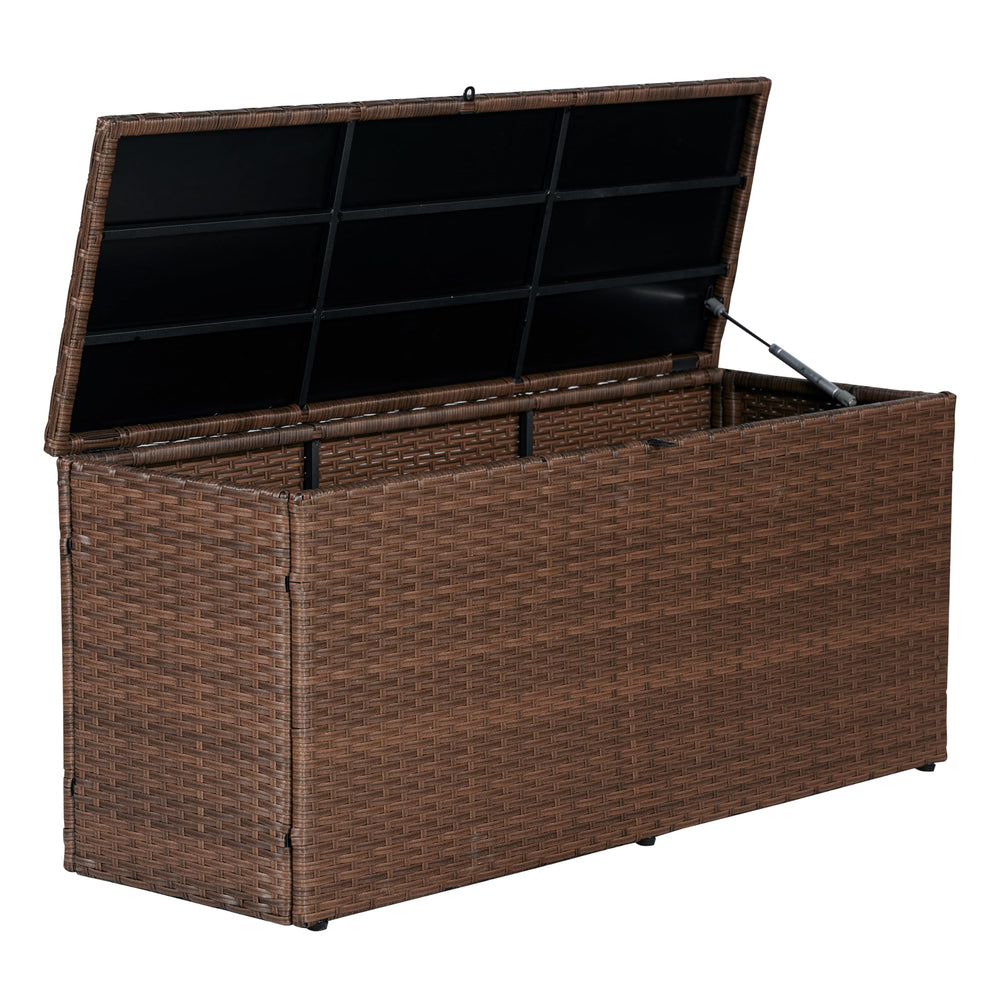 Outdoor Wicker Storage Trunk with Lockable Lid