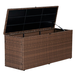 Outdoor Wicker Storage Trunk with Lockable Lid
