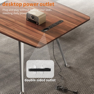 60-Inch Executive Desk with Built-In Power Outlet & Chrome Legs