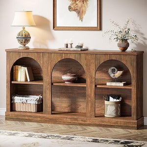 63-Inch Farmhouse Console Table with 3-Tier Storage