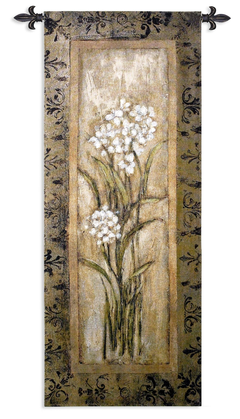 Floral Woven Tapestry Wall Hanging – White Narcissus