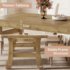 63-Inch Rectangular Dining Table for 4–6 People — Light Brown