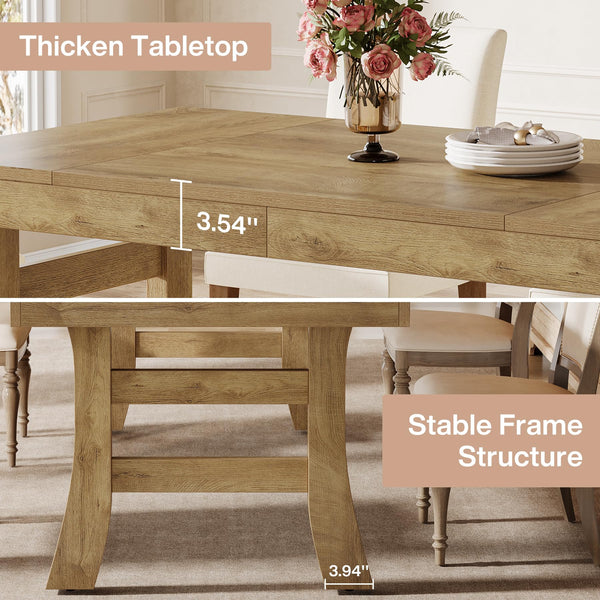 63-Inch Rectangular Dining Table for 4–6 People — Light Brown