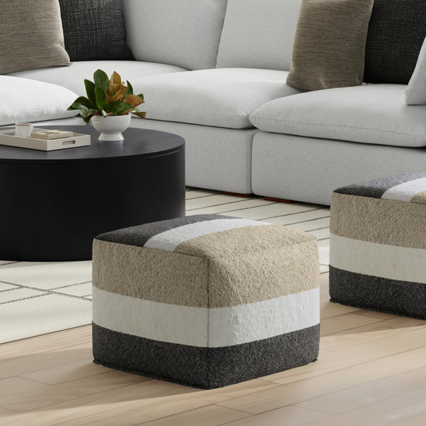 Square Pouf Ottoman 18 Inch – Multicolor Boho Footstool