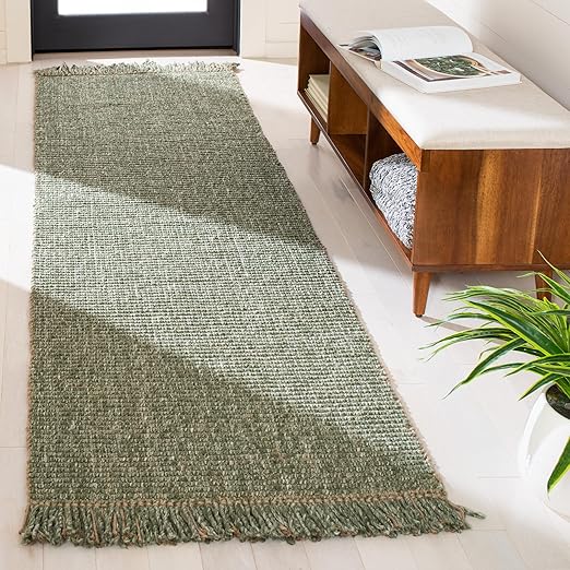 Handmade Jute & Polyester Runner Rug 2'3" x 10' – Fringe Boho Area Rug