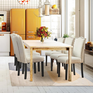 Fabric Dining Chairs with Solid Wood Legs