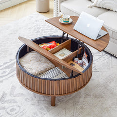 Round Lift-Top Coffee Table with Hidden Storage