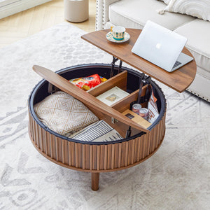 Round Lift-Top Coffee Table with Hidden Storage
