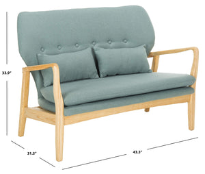 Modern Blue Settee Loveseat with Pillows