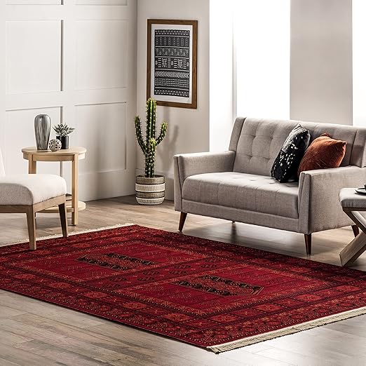 Traditional Oriental Area Rug – Red & Ivory, Multiple Sizes