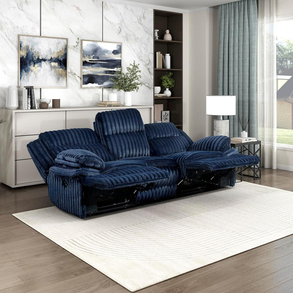 Corduroy Reclining Sofa Set with Pillow Top Arms & Pocket Coil Cushions