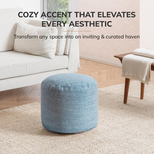 Round Cotton Pouf Ottoman Footrest – Floor Seating for Living Room & Bedroom