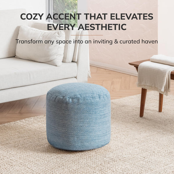 Round Cotton Pouf Ottoman Footrest – Floor Seating for Living Room & Bedroom