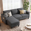 L-Shaped Sectional Sofa with Storage Ottoman