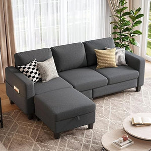 L-Shaped Sectional Sofa with Storage Ottoman