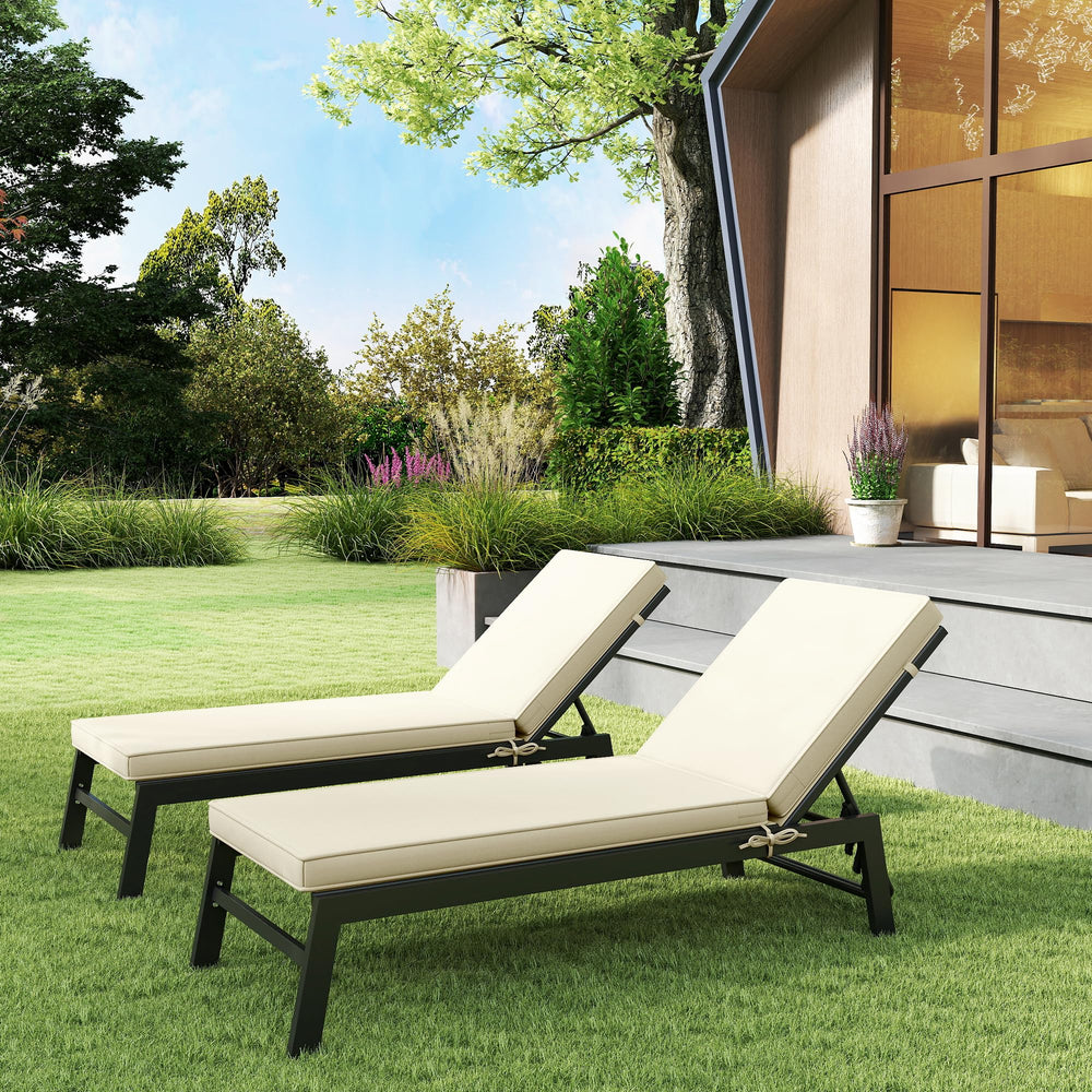 Outdoor Chaise Lounge Cushions Set of 2