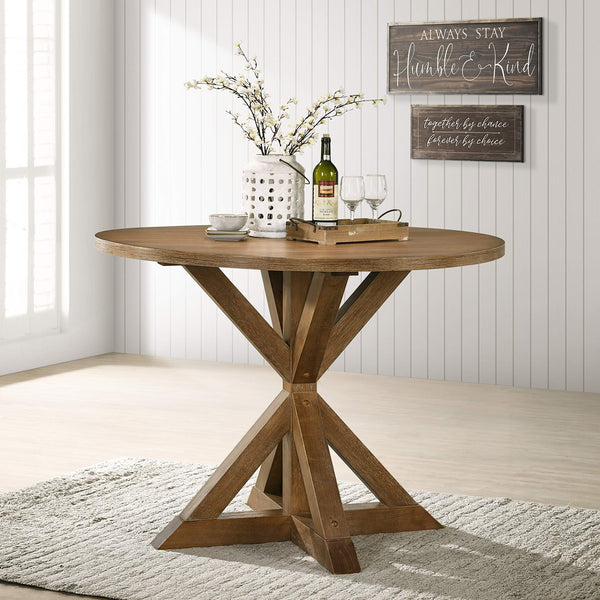 5-Piece Counter Height Dining Set with Cross-Buck Pedestal Table