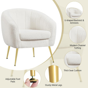 Boucle Barrel Accent Chair with Removable Cushion