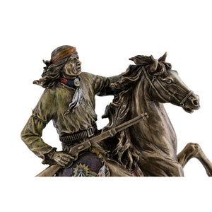 Geronimo Native American Warrior on Horse Cold Cast Bronze Sculpture 11-Inch