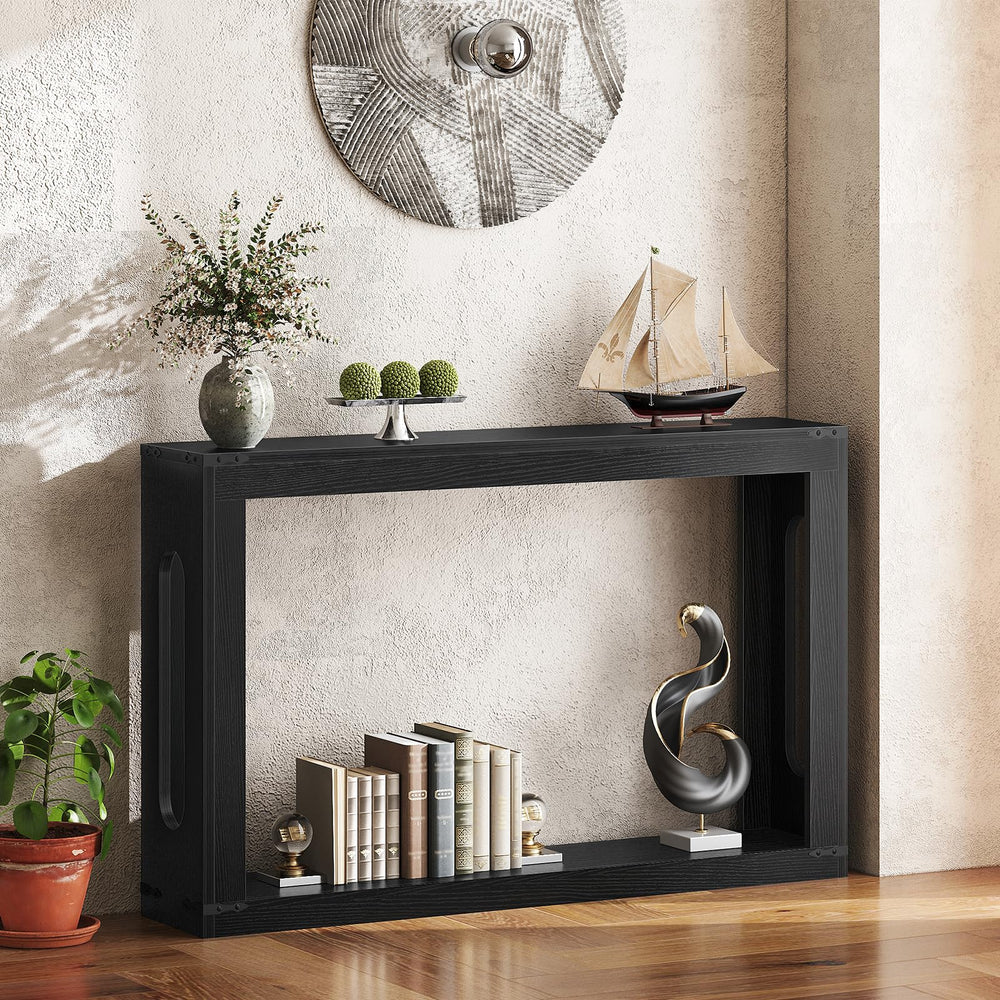 Farmhouse Console Table with Storage Shelf