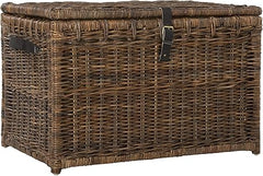 35" Wicker Storage Trunk – Collapsible Rattan Chest with Lid