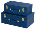 Decorative Storage Trunk Set of 2 with Handles – Shagreen Faux Leather Chest Boxes
