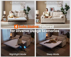 2-in-1 Pull Out Sleeper Sofa Bed with Memory Foam Mattress