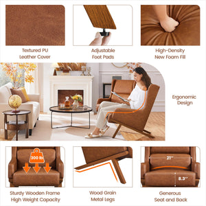 High Back PU Leather Accent Chair – Brown