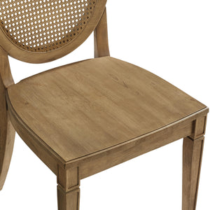 Oval Cane Back Dining Chairs Set of 2 – Rubberwood & Rattan, Driftwood Finish