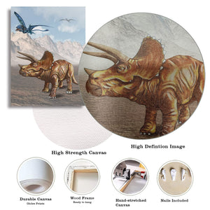 Dinosaur Canvas Wall Art – 3-Panel Framed Set, 16"x24" Each