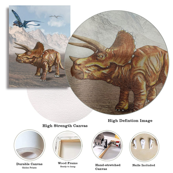 Dinosaur Canvas Wall Art – 3-Panel Framed Set, 16"x24" Each