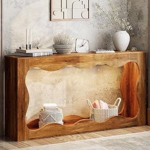 63" Farmhouse Console Table with LED Light
